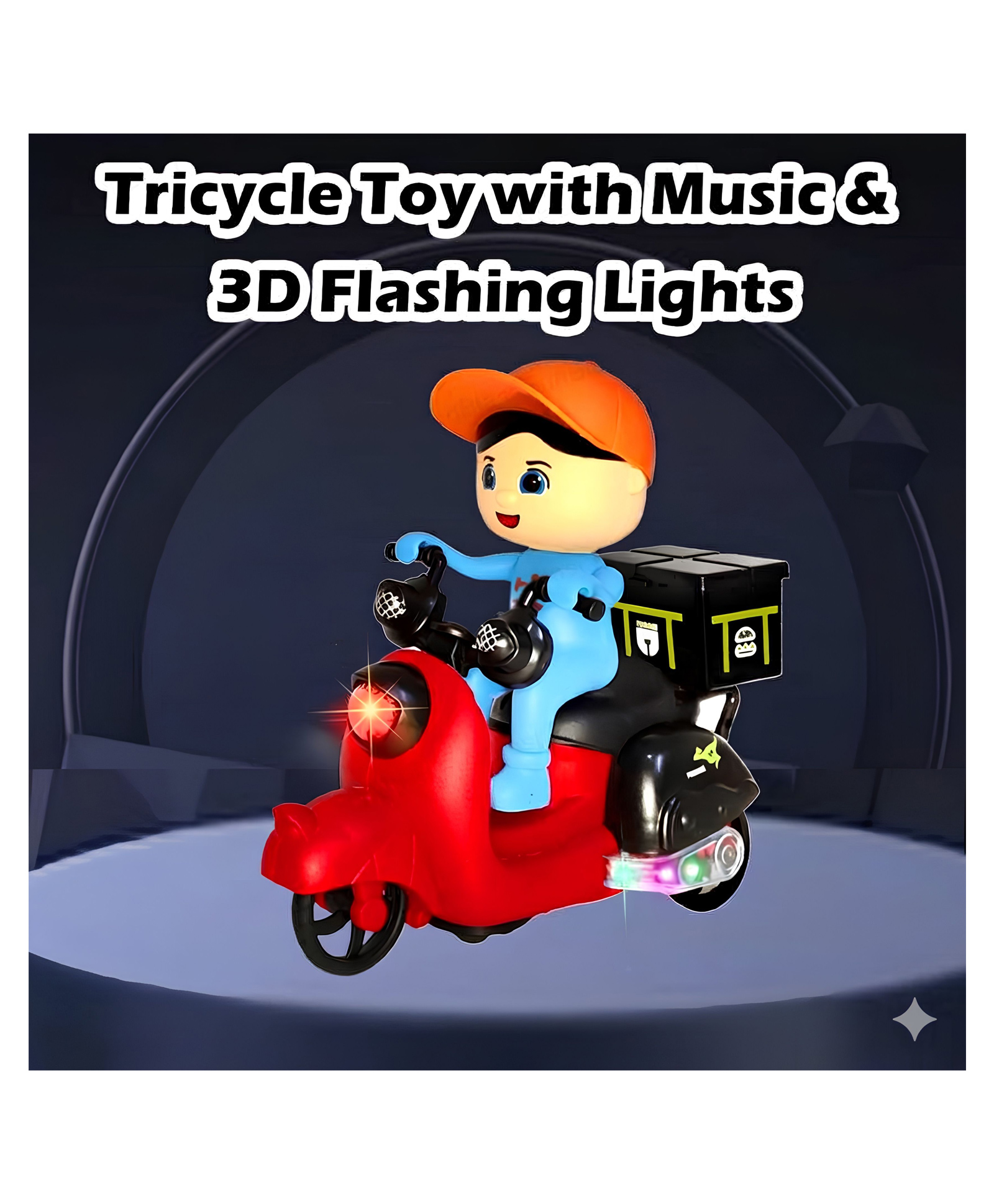YAMAMA Fast Food Delivery Motor Cycle Toys for Kids With Lights And Music, Musical Bump and Go Tricycle Toy, Interative Fun Entertainmnet Kids Toys - Color May Vary-picture-22