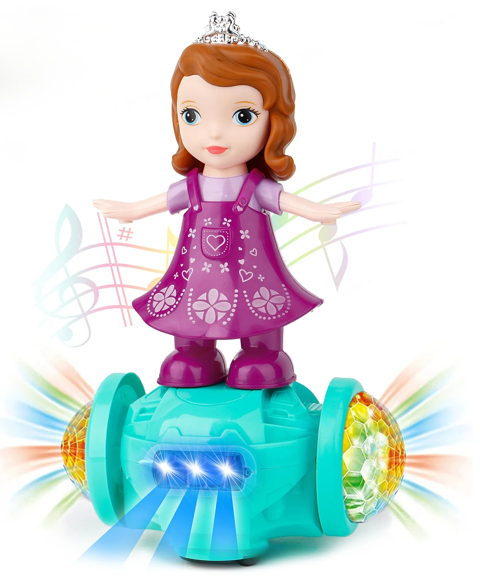YAMAMA 21 cm Musical Dancing Girl Toy, 360 Degree Rotating Dancing Dolls for Girls with Light & Sound, Bump and Go Activity Play Toys for Kids - Multicolor-image-37