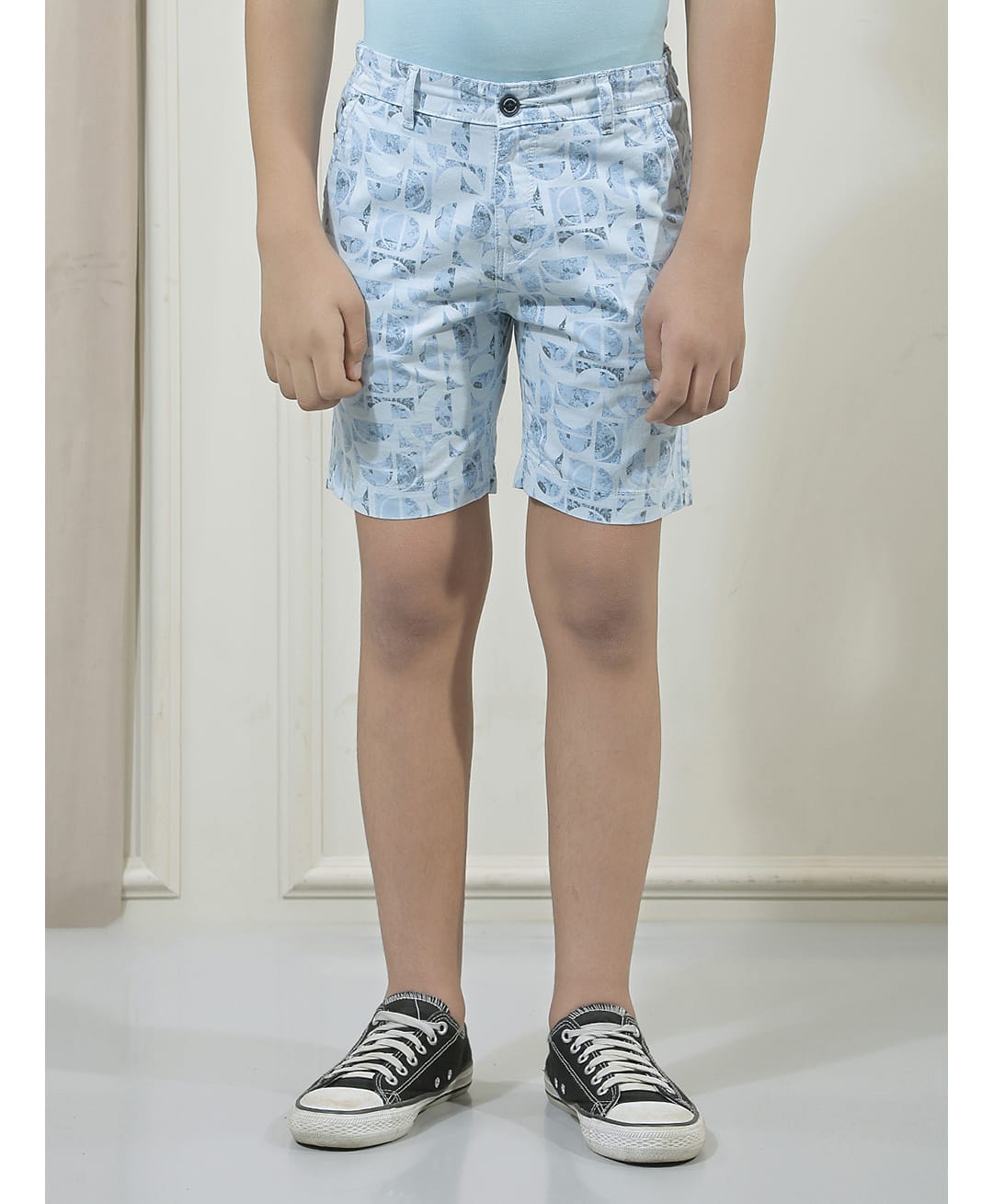 CRIMSOUNE CLUB Cotton Woven Geometric Designed Shorts - Blue-picture-41