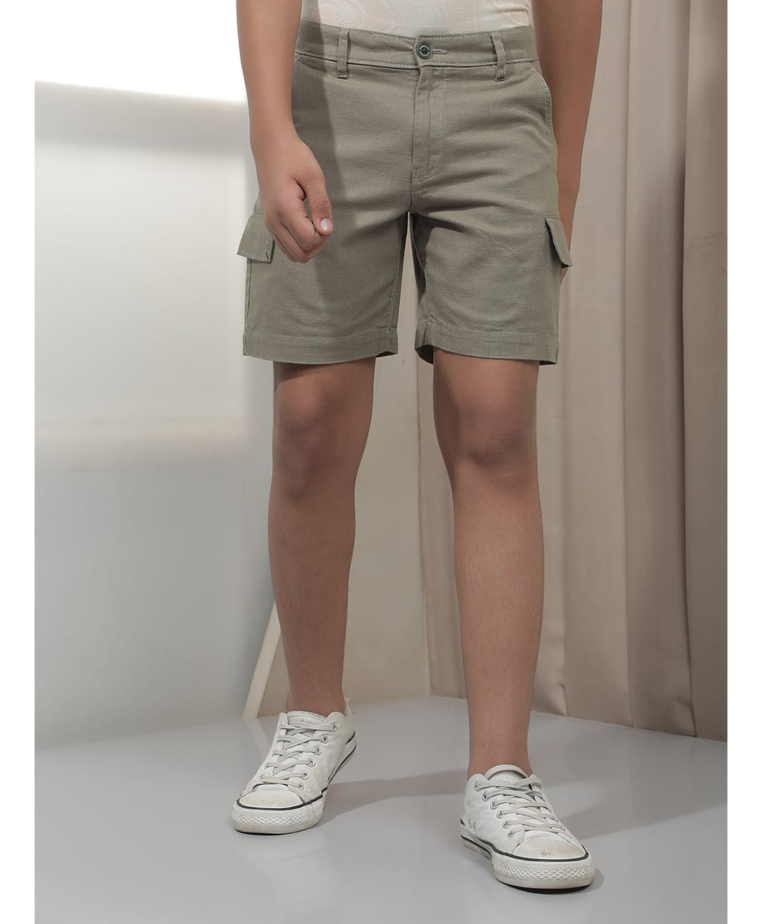 CRIMSOUNE CLUB Cotton Woven Solid Cargo Shorts - Olive-picture-28