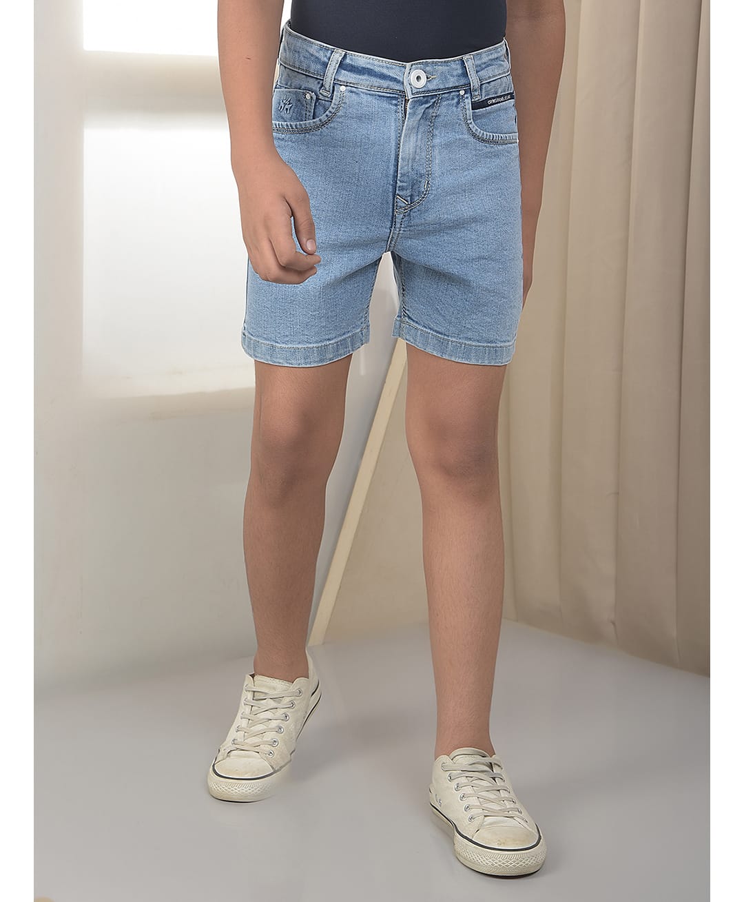 CRIMSOUNE CLUB Cotton Woven Washed Shorts - Blue-picture-18