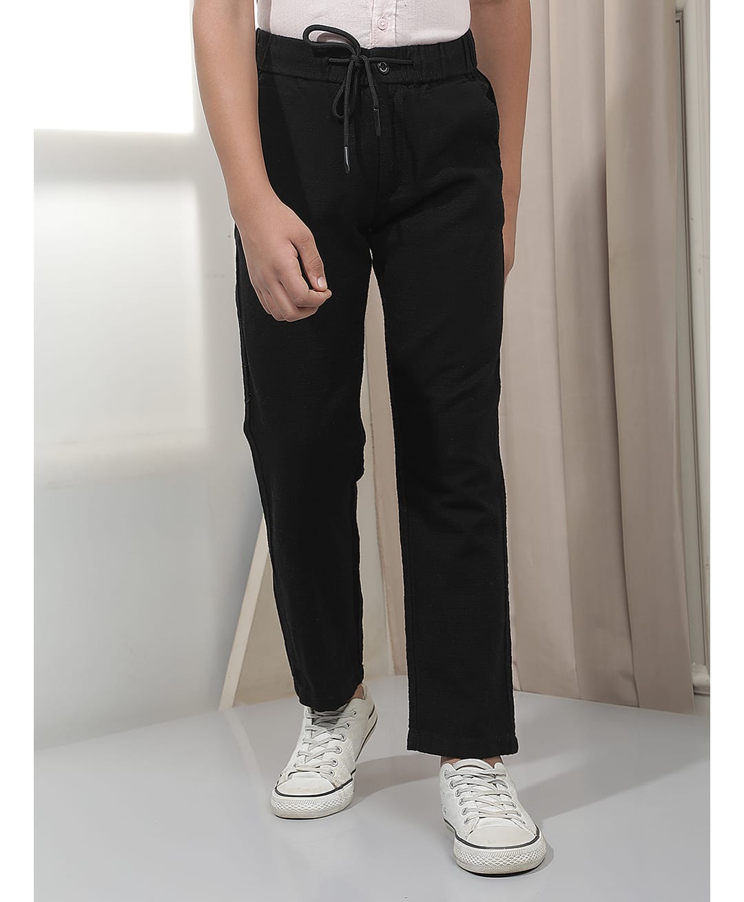 CRIMSOUNE CLUB Cotton Woven Solid Pants - Black-picture-11