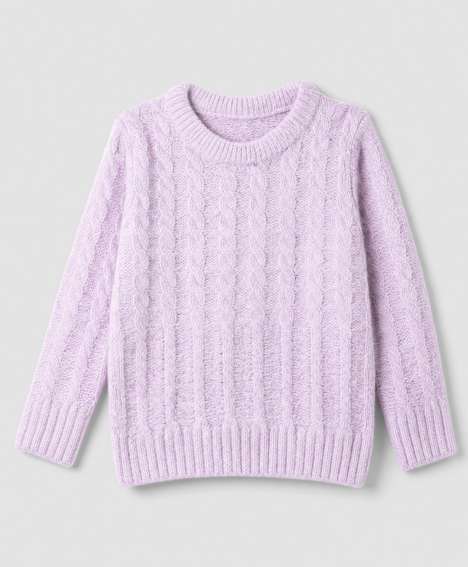 Babyhug Cable Knit Full Sleeves Pullover - Lavender-image-7