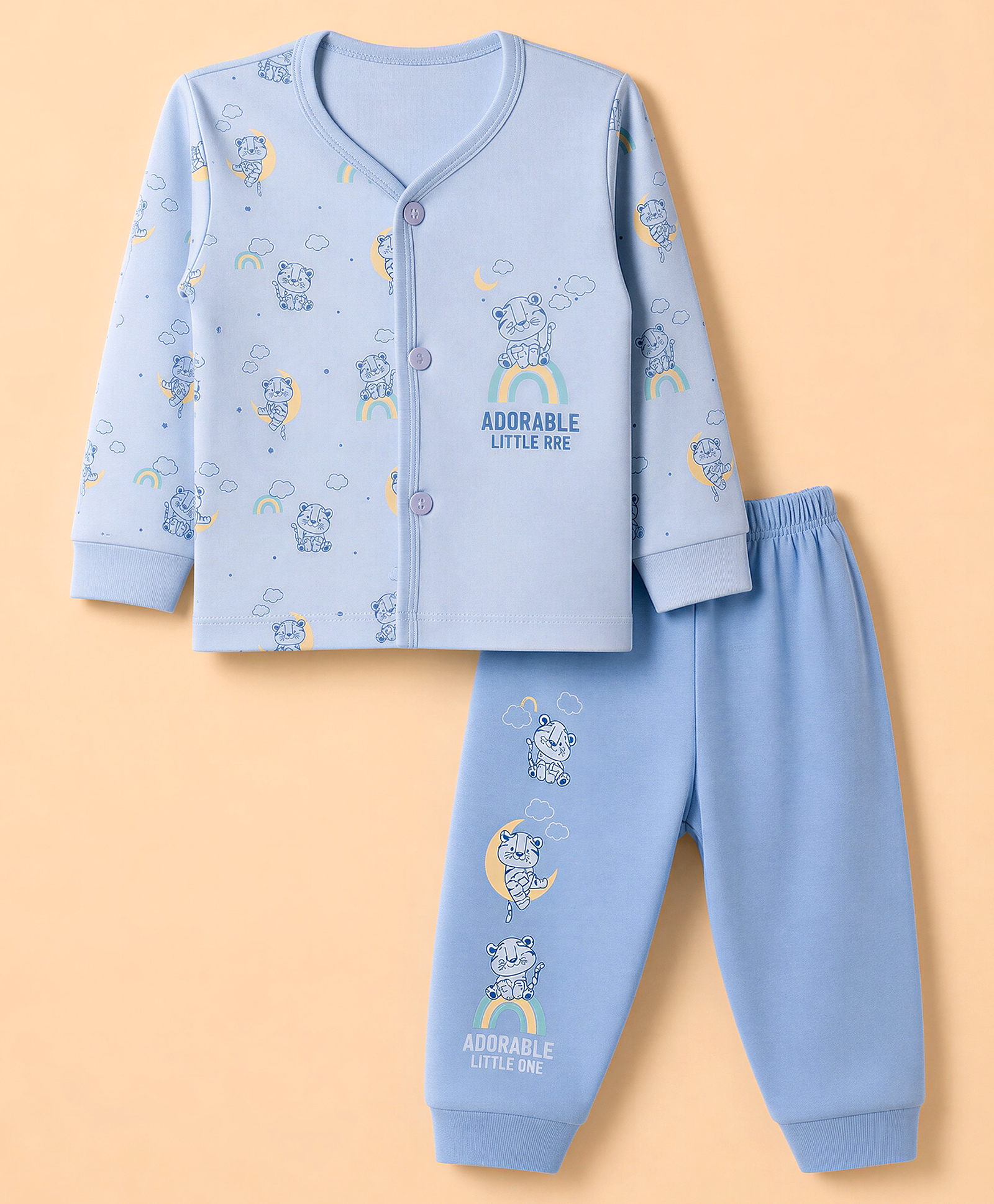CUCUMBER Interlock Knit Full Sleeves T-Shirt & Jogger With Tiger Print - Light Blue-picture-31