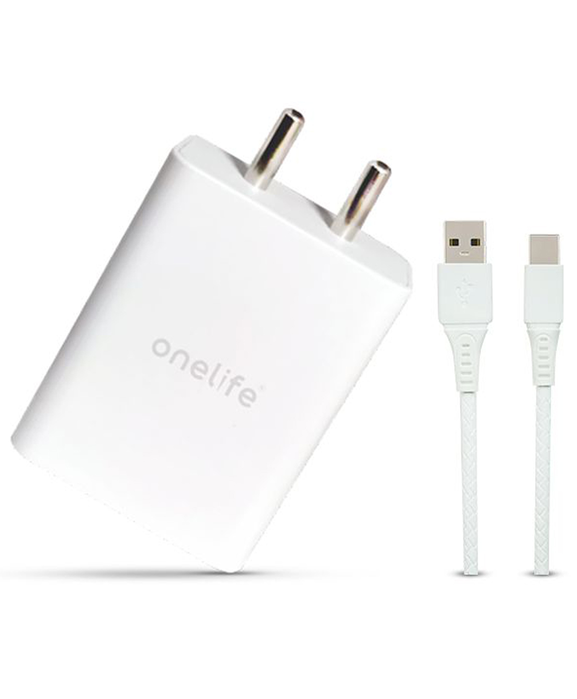 Onelife CH 07 20W USB Quick Charger with Type C cable for all mobiles, White