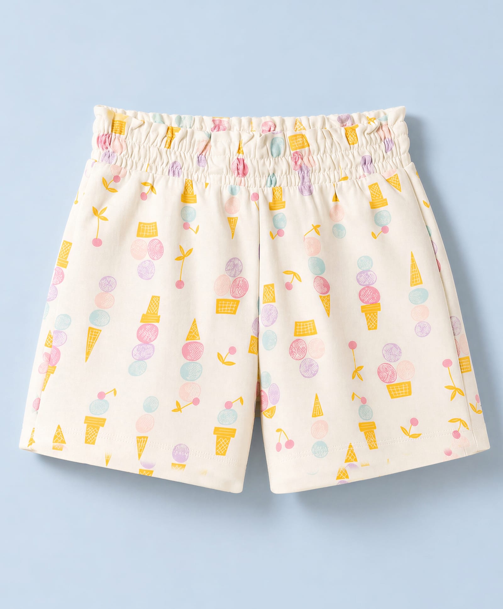Cucumber Sinker Knit Above Knee Length Shorts with Sports Theme Print - Offwhite-picture-17