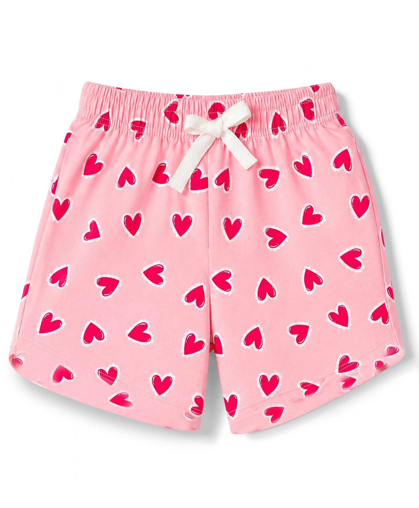 Cucumber Sinker Knit Above Knee Length Shorts with Heart Print - Peach-picture-27