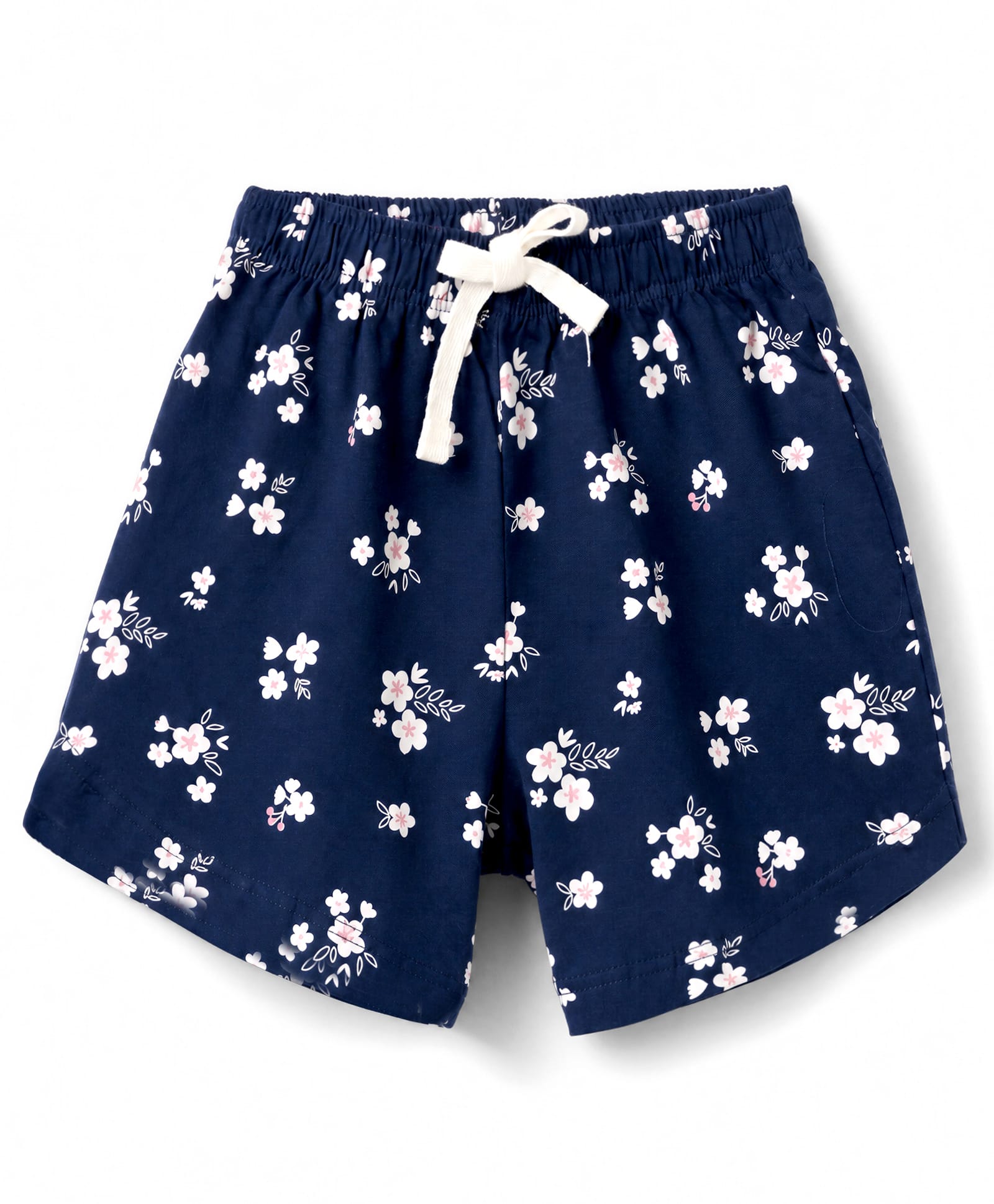 Cucumber Sinker Knit Above Knee Length Shorts with Floral Print - Navy Blue-picture-11