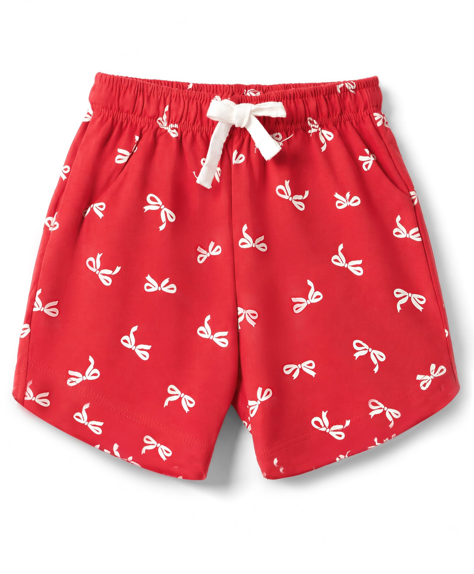 Cucumber Sinker Knit Above Knee Length Shorts with Bow Print - Dark Red-picture-21