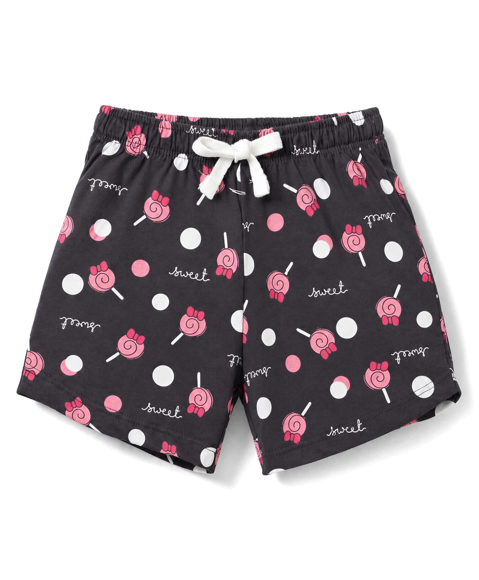 Cucumber Sinker Knit Above Knee Length Shorts with Popsicle Print - Charcoal Grey-image-46