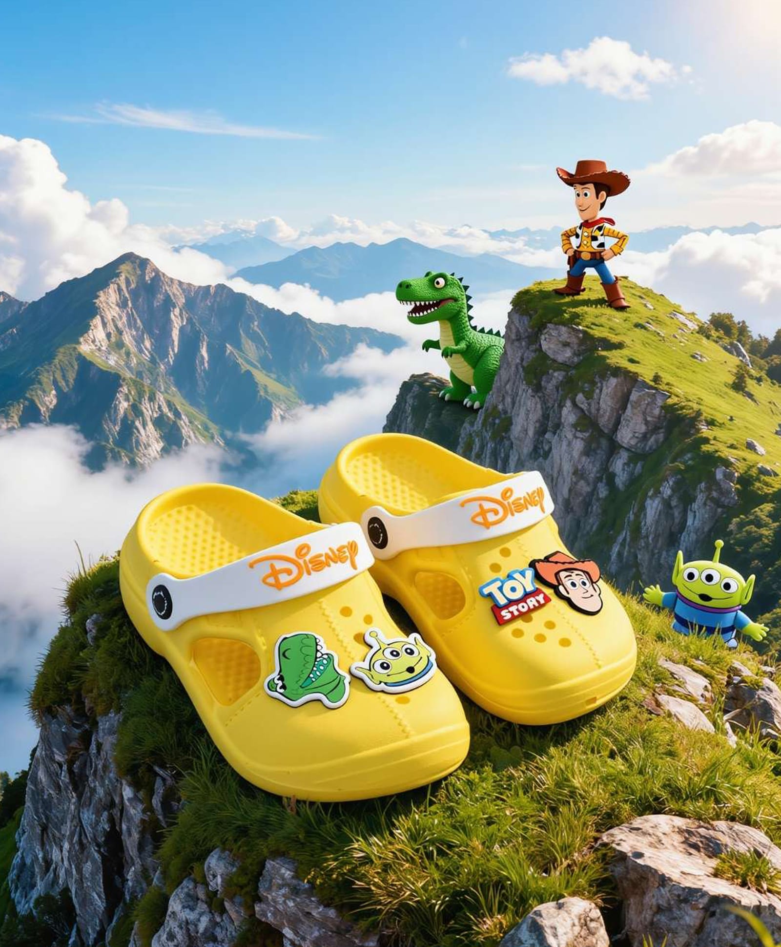 Yellow Bee Disney Toy Story Featuring Woody & Alien Applique Detailed Slingback Clogs - Yellow-picture-14
