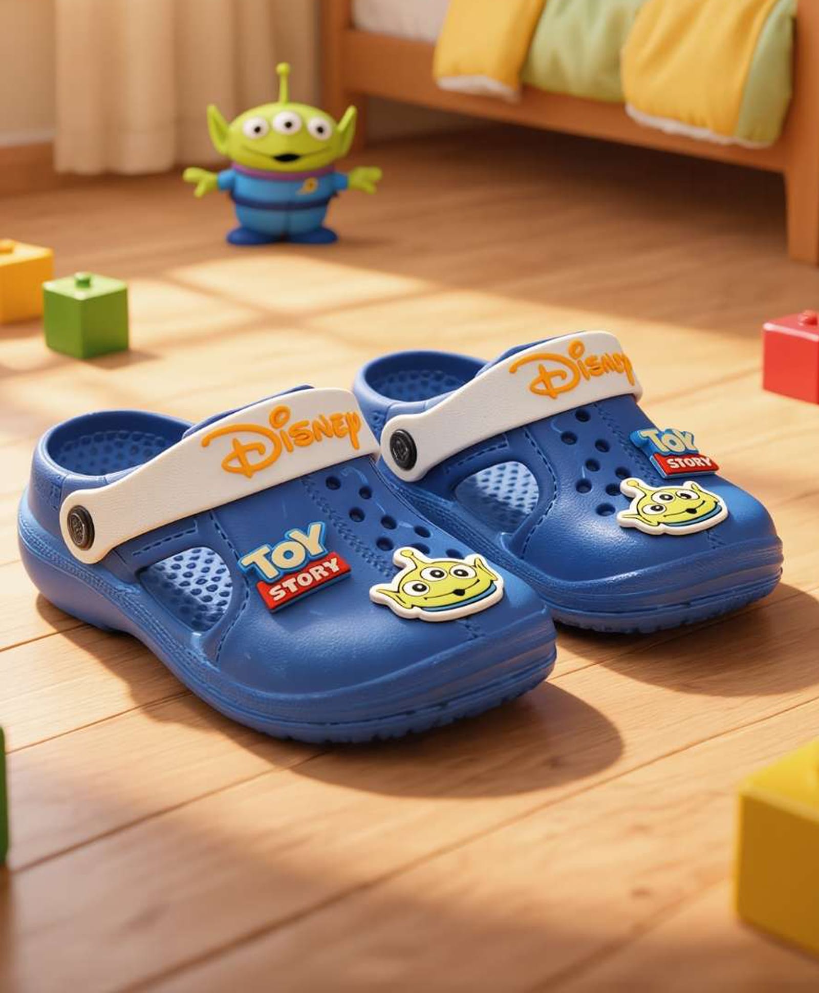 Yellow Bee Disney Toy Story Featuring Alien Applique Detailed Slingback Clogs - Blue-picture-22
