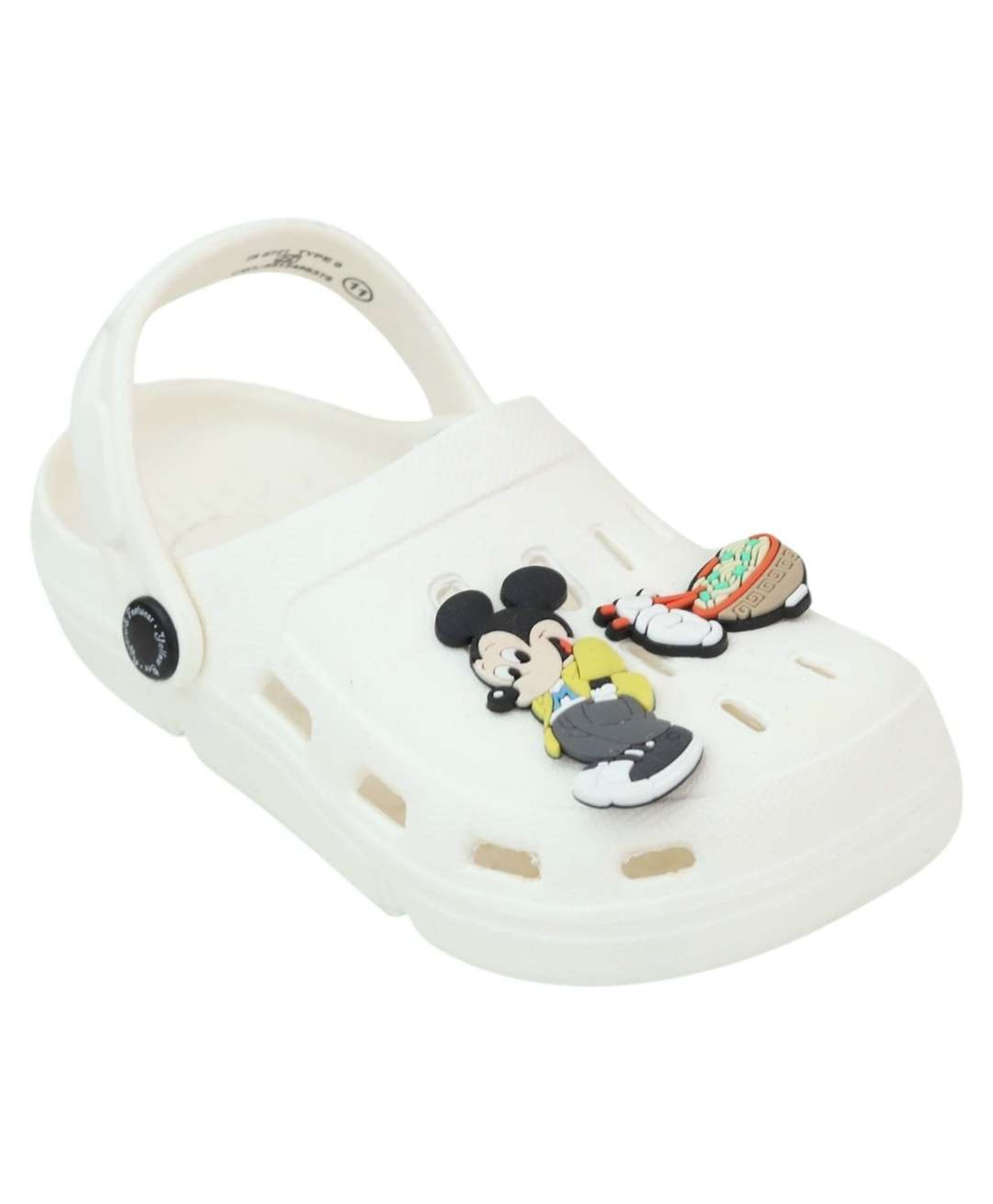 Yellow Bee Disney Mickey & Friends Featuring Mickey Mouse Applique Detailed Perforated Slingback Clogs - White-picture-27