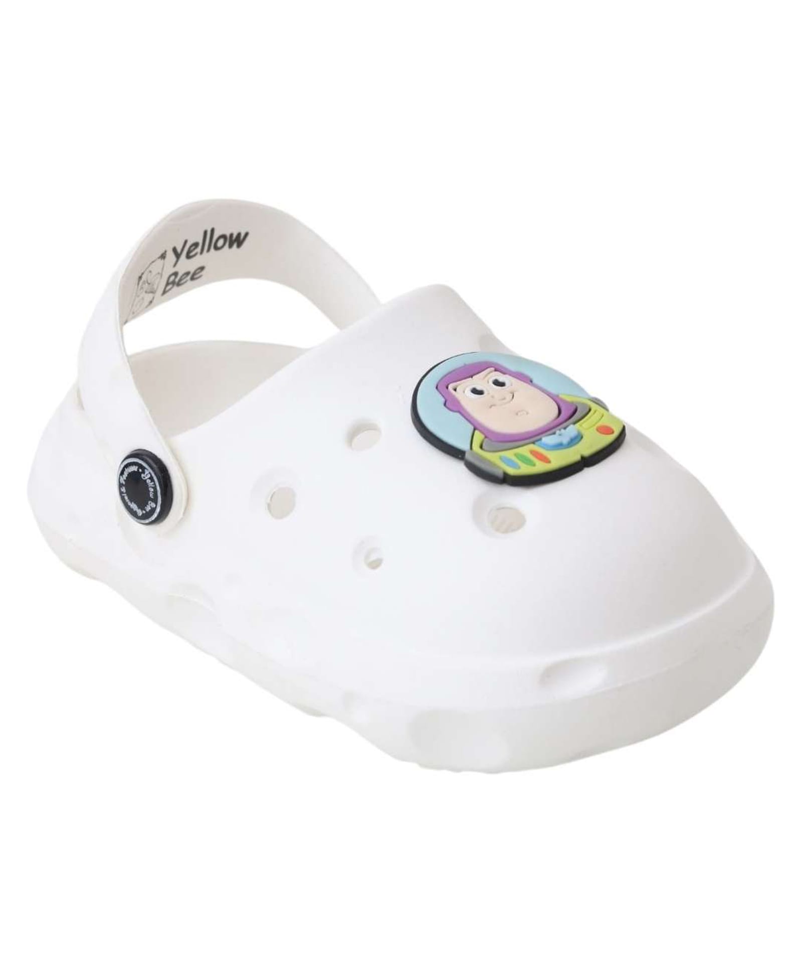 Yellow Bee Disney Toy Story Featuring Buzz Lightyear Applique Detailed Perforated Slingback Clogs - White-picture-27