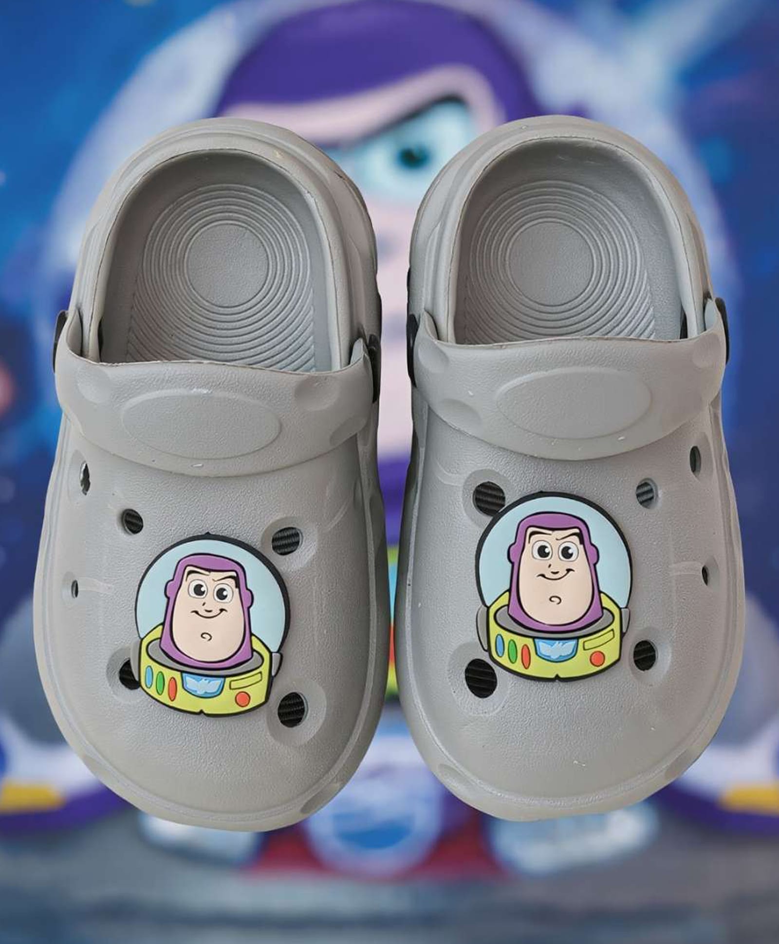 Yellow Bee Disney Toy Story Featuring Buzz Lightyear Applique Detailed Perforated Slingback Clogs - Grey-picture-21