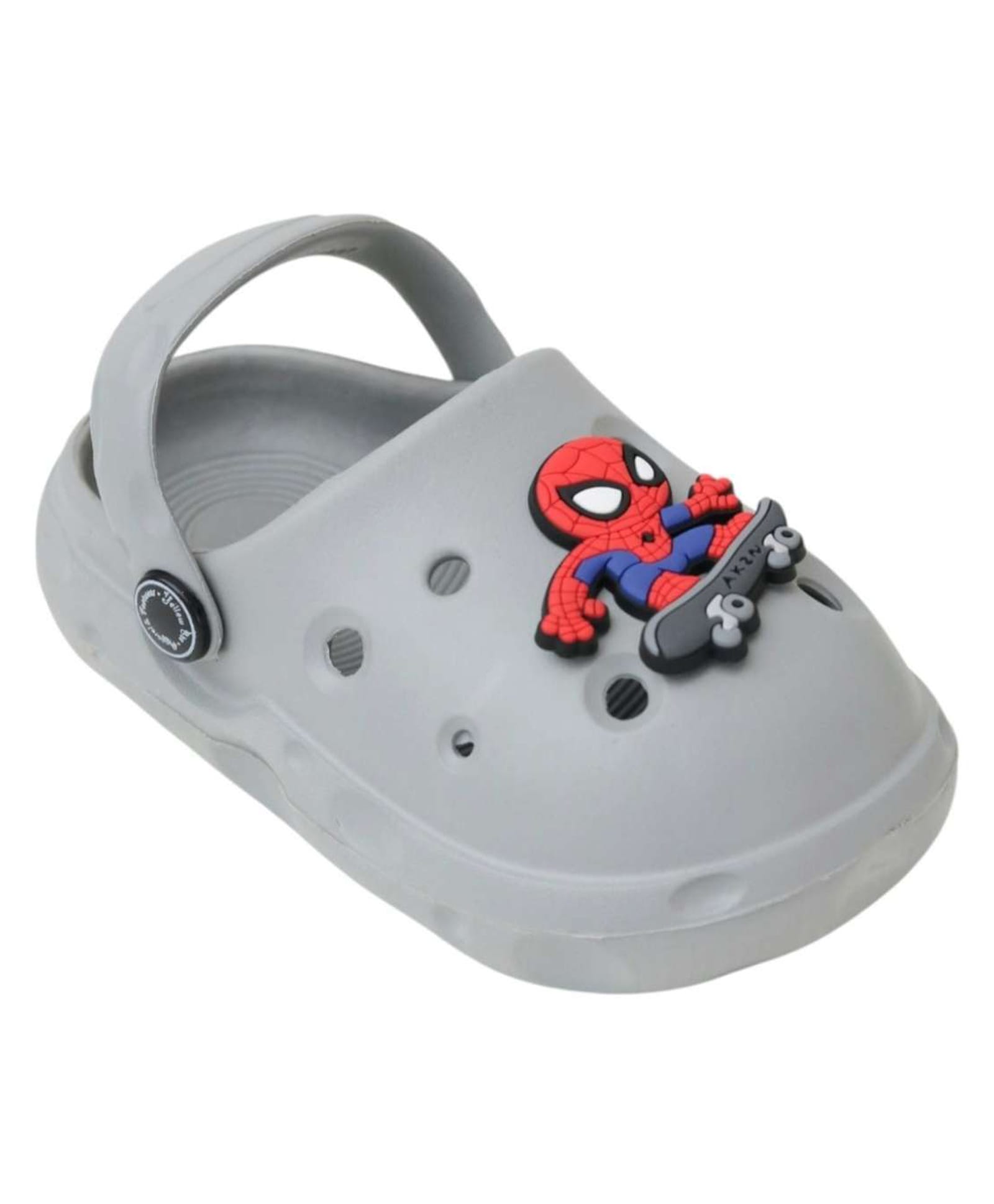 Yellow Bee Marvel Featuring Spider Man Applique Detailed Perforated Slingback Clogs - Grey-image-48