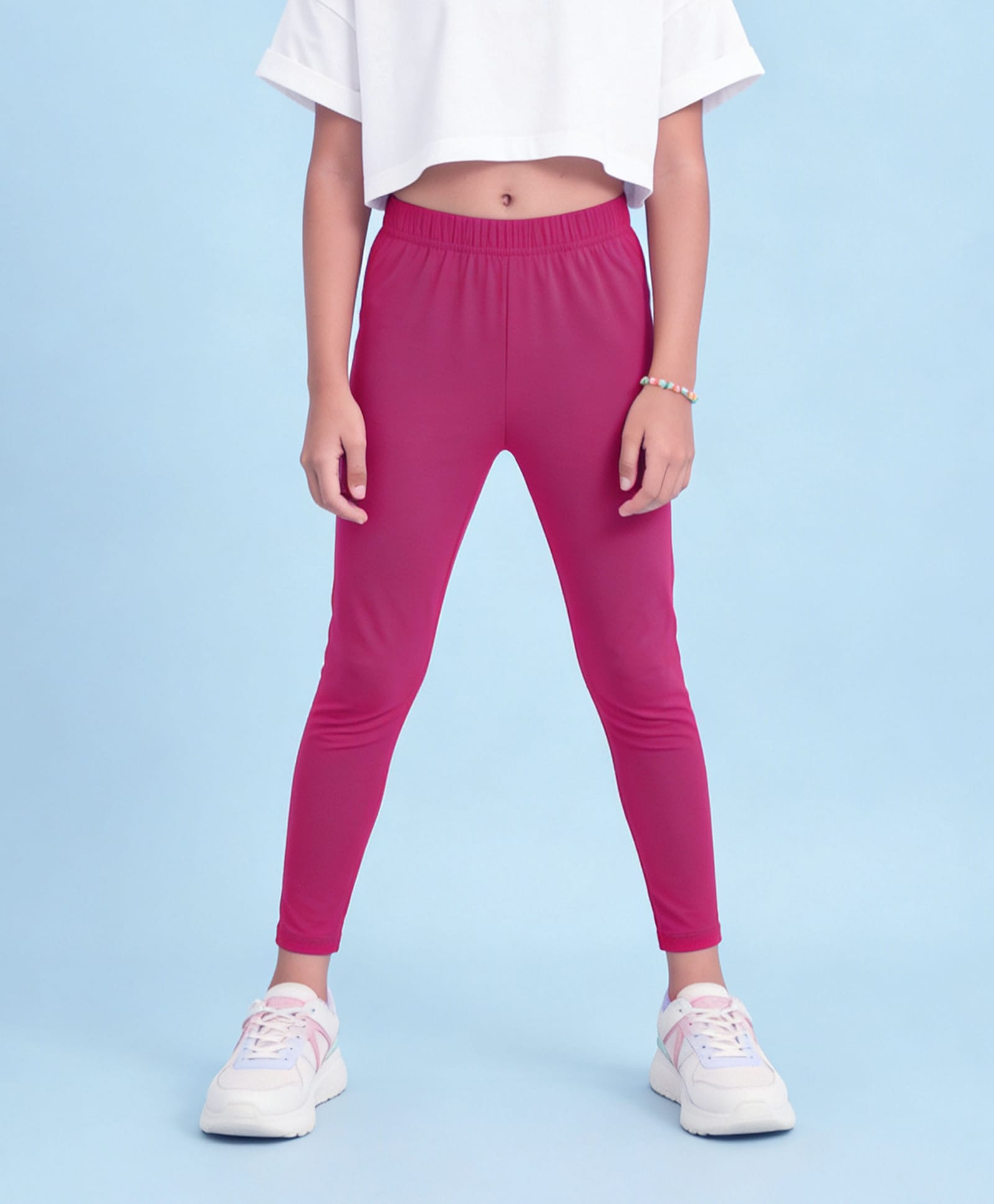 Kiddopanti Cotton Spandex Knit Solid Leggings - Rani Rose-picture-26