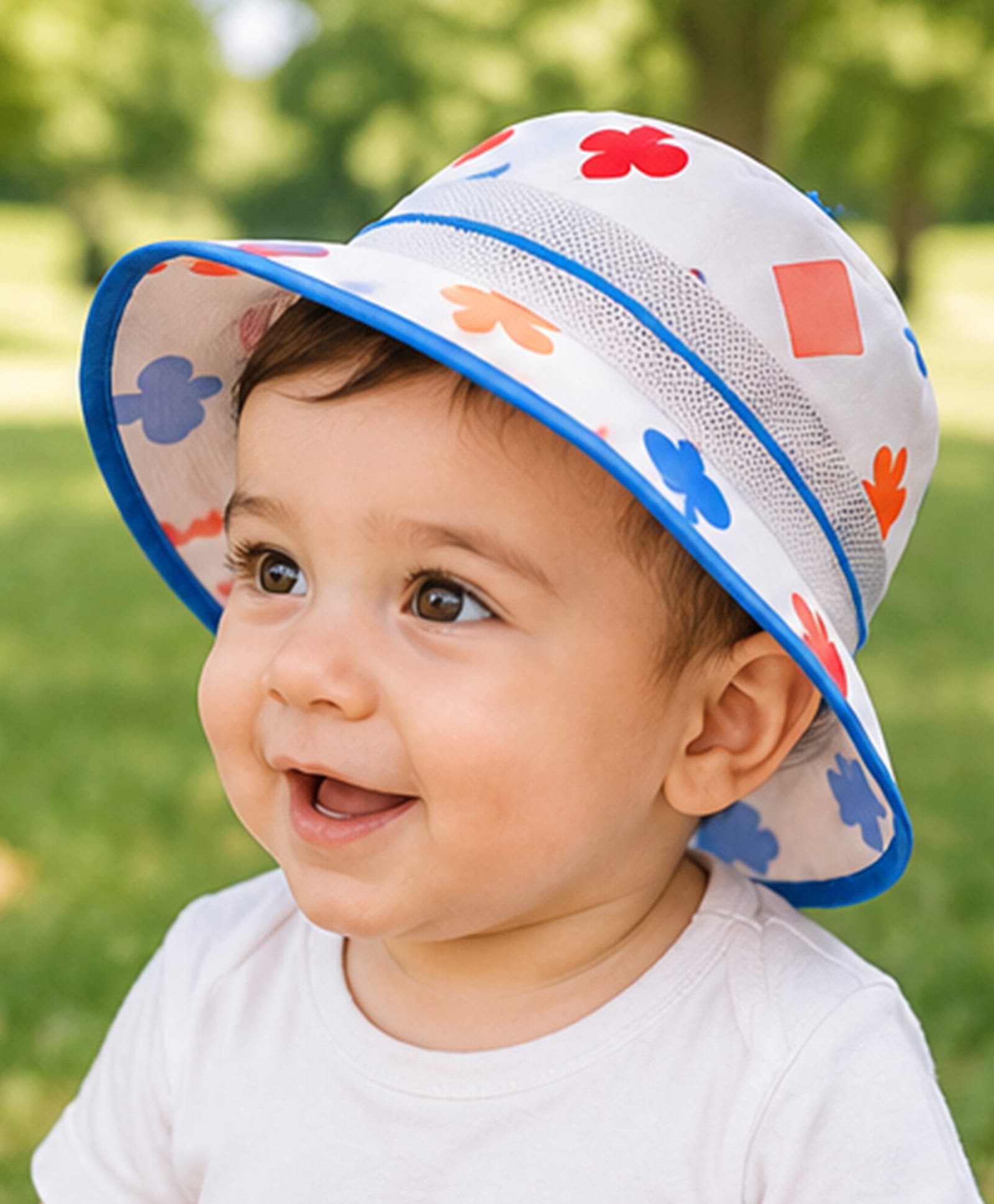 Akinos Kids Cotton Woven Shapes Printed Hat - 15 Cms Circumference - Blue-picture-11