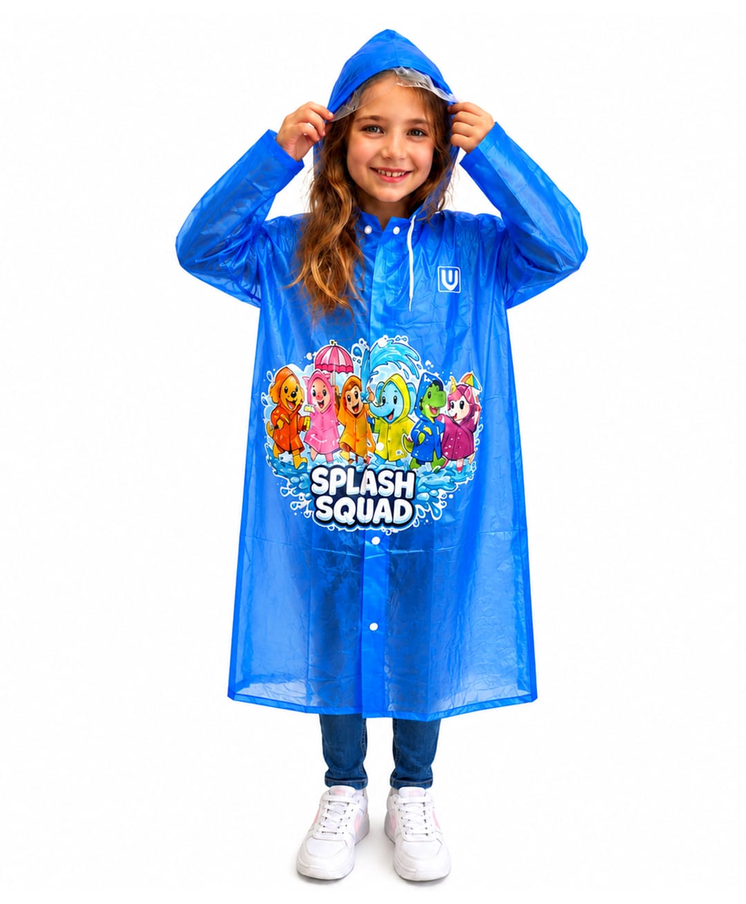 Viva Rainwear PVC Full Sleeves Animal Friends Designed Translucent Raincoat - Blue-picture-26