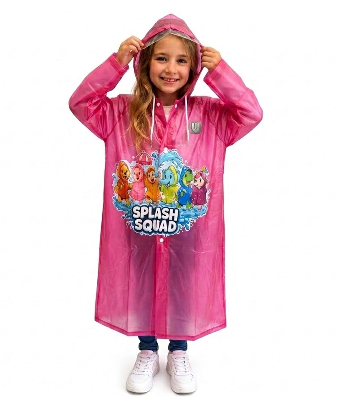 Viva Rainwear PVC Full Sleeves Animal Friends Designed Translucent Raincoat - Dark Pink-picture-11