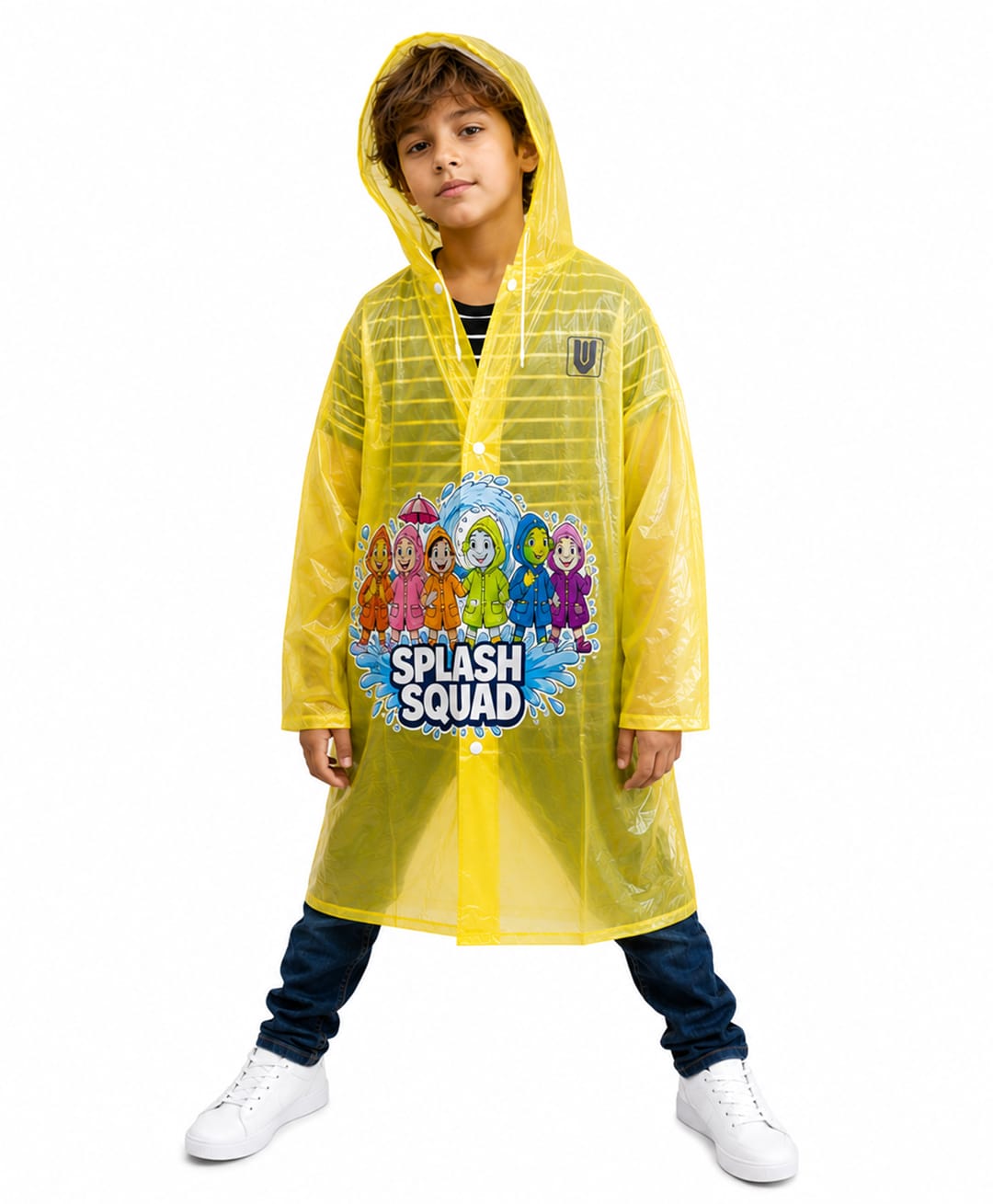 Viva Rainwear PVC Full Sleeves Animal Friends Designed Translucent Raincoat - Yellow-picture-16