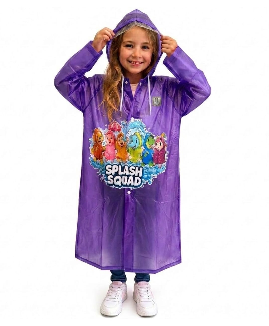 Viva Rainwear PVC Full Sleeves Animal Friends Designed Translucent Raincoat - Violet-picture-23