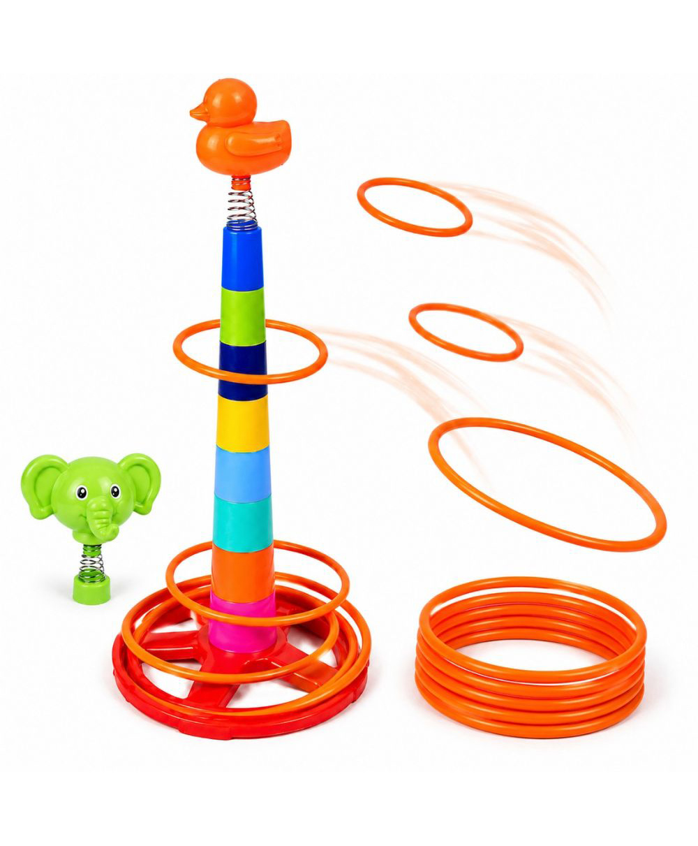 Mad Over Toys 3-in-1 Ring Toss Game for Kids with Interchangeable Topper, Stacking Tower, Flying Disc & Rings 8 Stacking Cups, 8 Toss Rings | Indoor Outdoor Skill Development Toy for Boys & Girls 3+-image-41