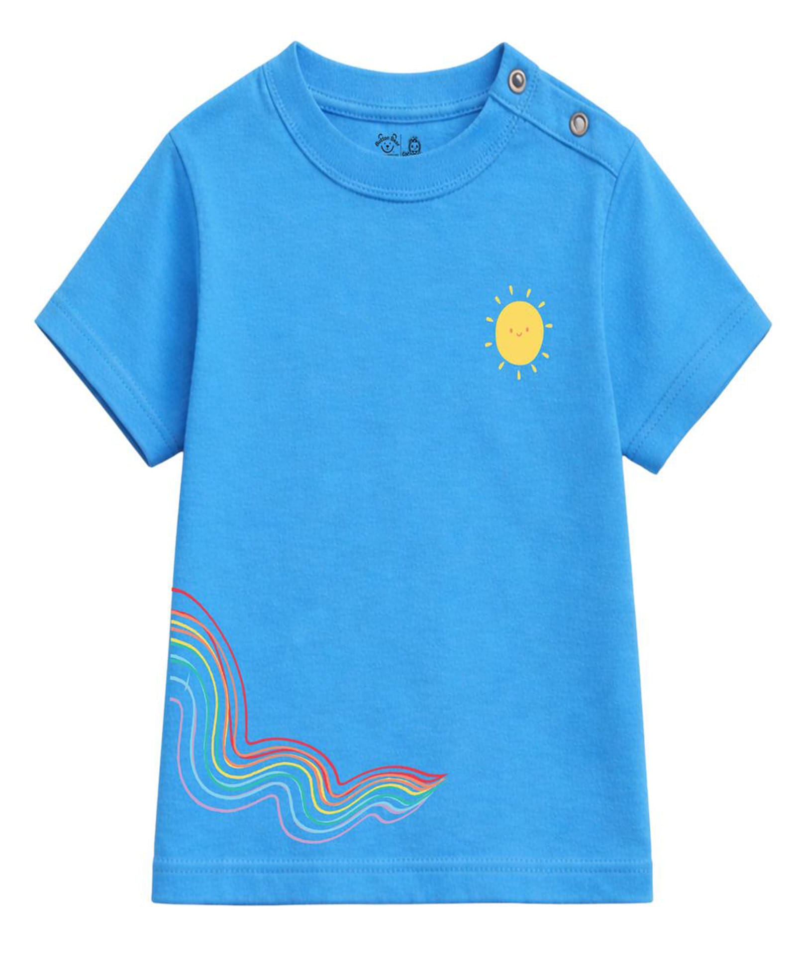 Button Bear Cotton Knit Cocomelon Featuring Half Sleeves Characters Back Printed Tee - Blue-picture-42