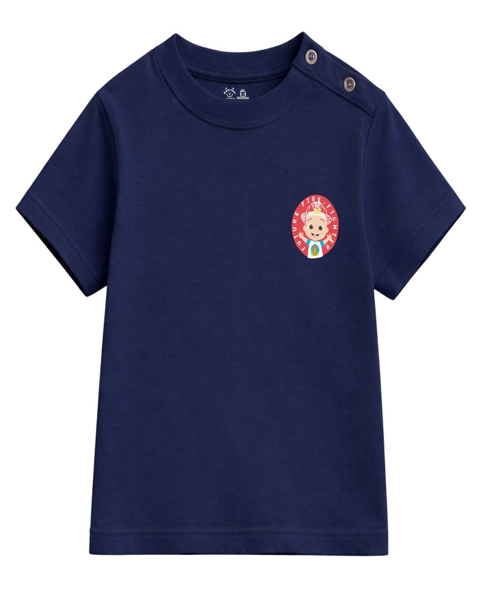Button Bear Cotton Knit Cocomelon Featuring Half Sleeves Characters Printed Tee - Navy Blue-image-18