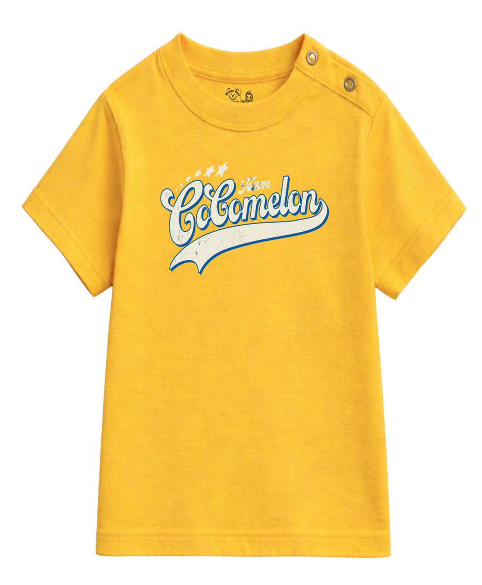Button Bear Cotton Knit Cocomelon Featuring Half Sleeves Characters Back Printed Tee - Yellow-picture-4