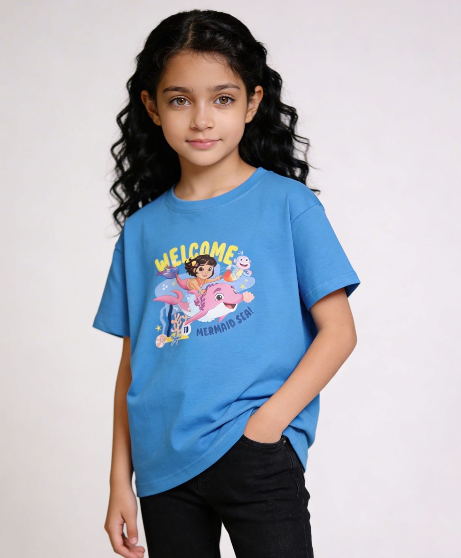 Button Bear Cotton Knit Nickelodeon Featuring Half Sleeves Dora The Explorer Printed Tee - Blue-image-38