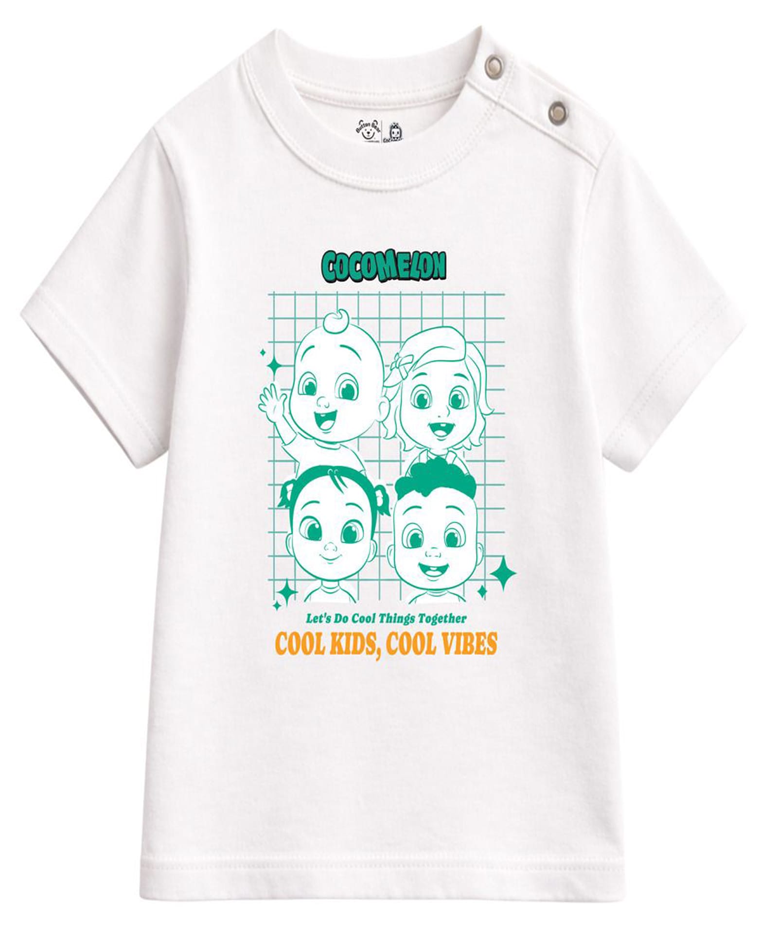 Button Bear Cotton Knit Cocomelon Featuring Half Sleeves Character Printed Tee - White-picture-44