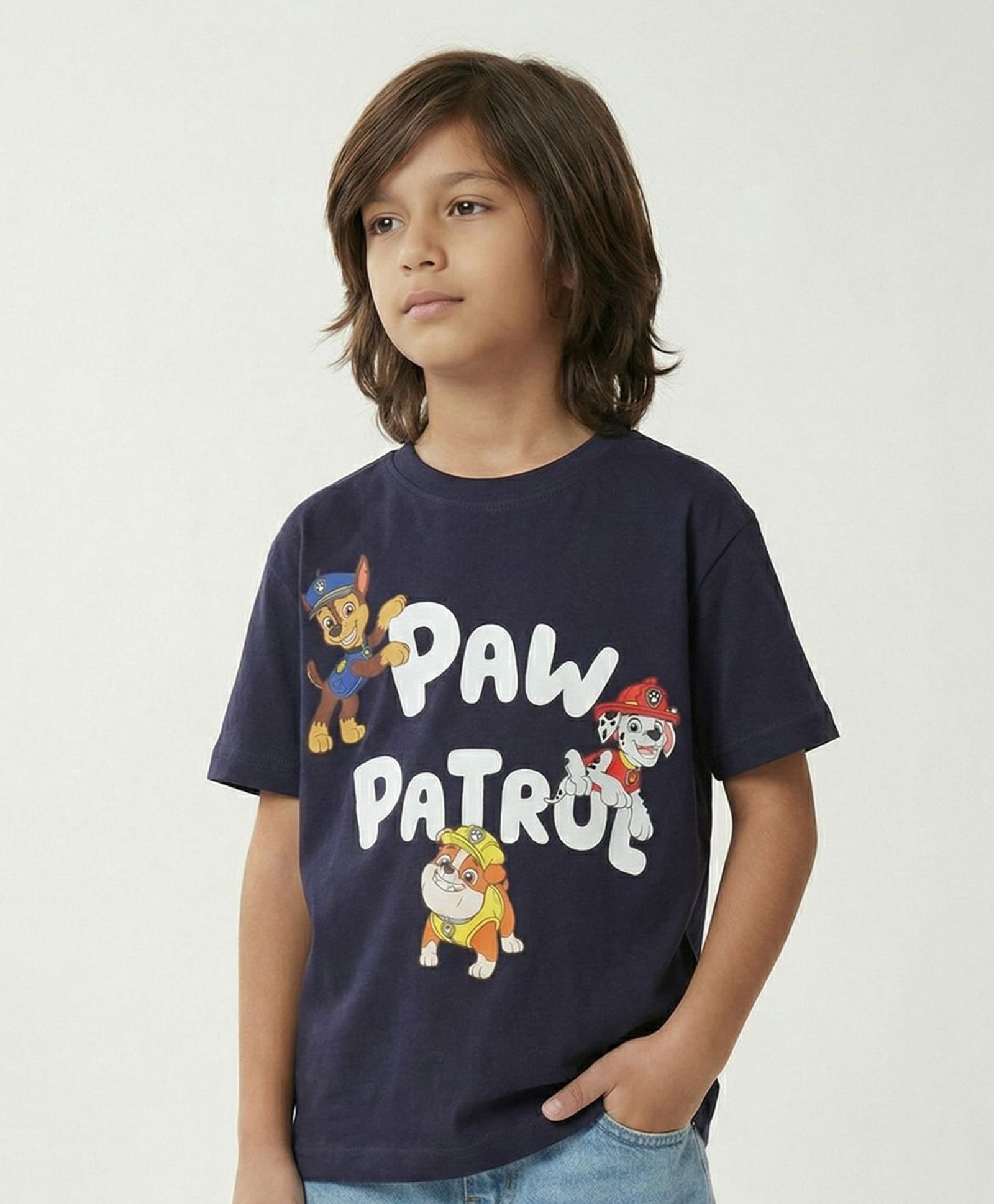 Button Bear Cotton Knit Paw Patrol Featuring Half Sleeves Characters Printed Tee - Blue-picture-19