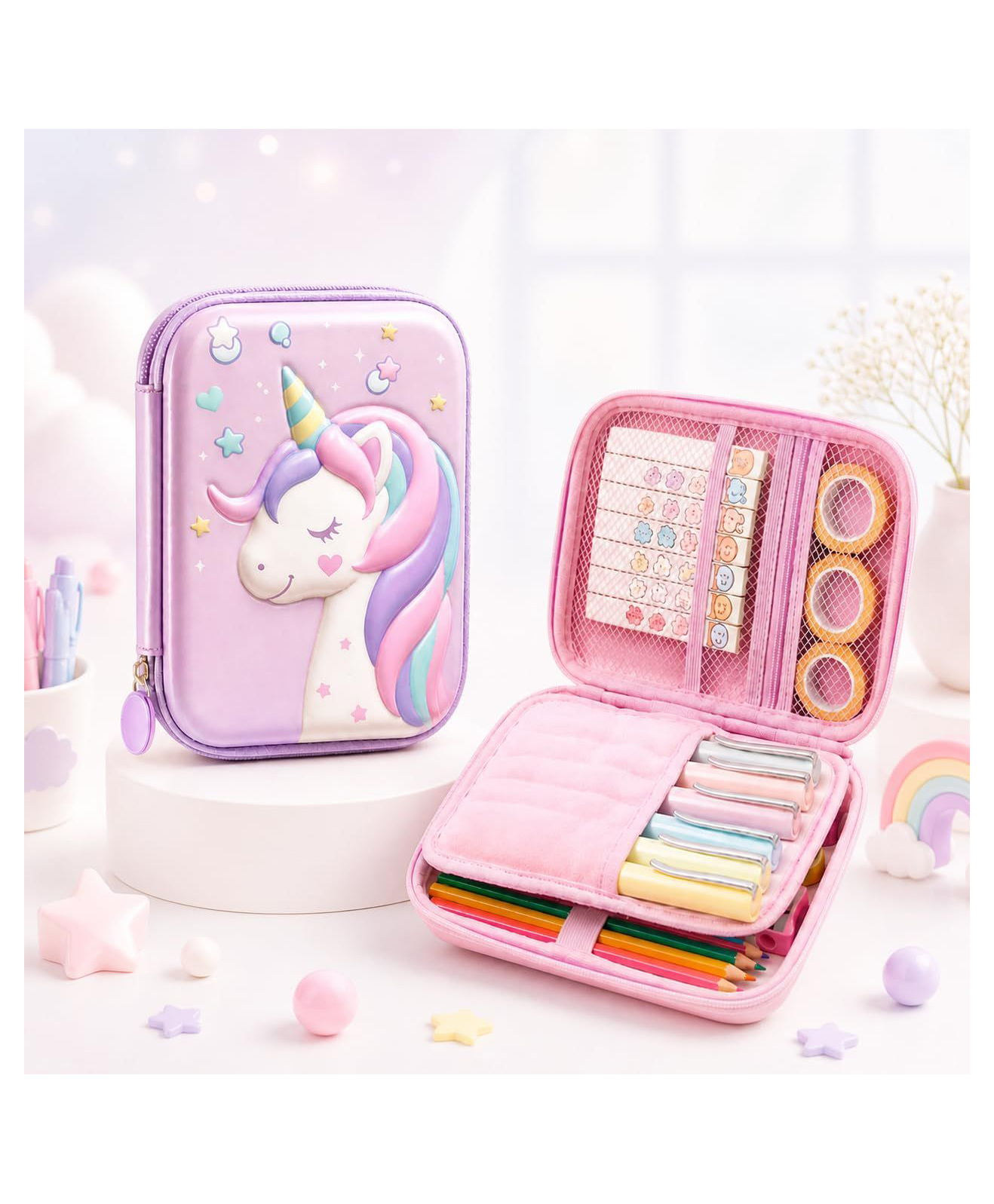 Famyo Unicorn Pencil Pouch for Kids- Pink-picture-19