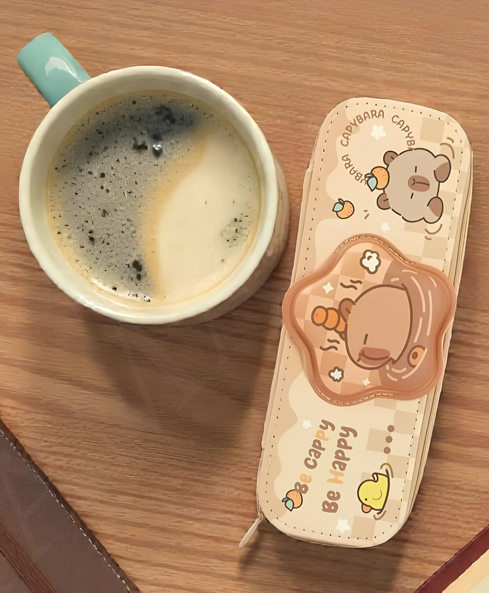 AMAMA 1-3D Squishy Soft Capybara Double layer Pouch, Adorable Student Stationery Handheld Storage Case for School Office, Pencil Pouch For Kids - Orange-image-15