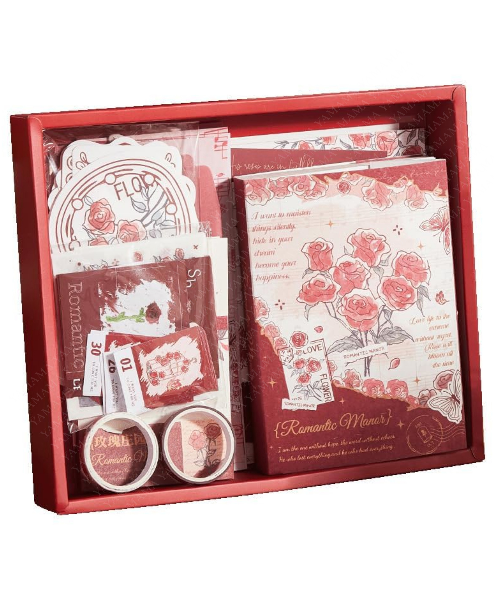YAMAMA Rose Manor Vintage Luxury Stationery Gift Box, A6 Notebook, Envelopes, Memo Notes, Washi Tapes & Stickers & Decorative Stationery, Vintage Floral Love Theme Writing Kit - Multicolor-picture-14