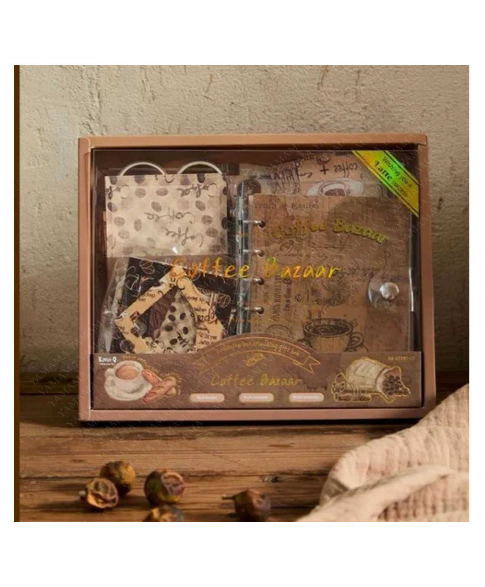 YAMAMA Coffee Bazaar Vintage Scrapbook Gift Box, Vintage Journal Supplies with Scrapbook Paper, Washi Sticker, A6 Grid Notebook, DIY Craft Stationery Journaling Gift for Teen, Girl, Adult - Multicolor-image-26