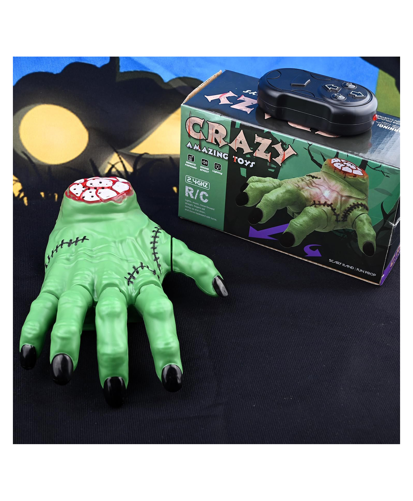 AKN TOYS Remote Control Crawling Hand Toy for Kids, 2.4GHz Realistic Horror Hand with Light & Sound Effects, Scary Prank Toy - PACK OF 1 - ( COLOR MAY VARY )-picture-35