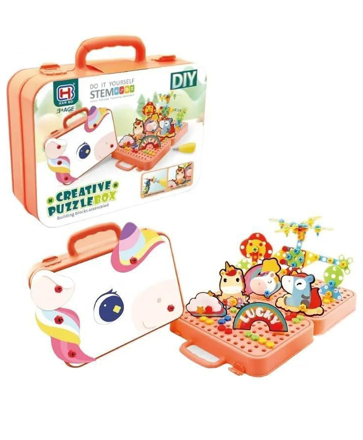 AKN TOYS Plastic Drill & Screw Set AKN TOYS Design Creative Mosaic Art Puzzle Toy, DIY Puzzle STEM Educational Building Blocks Learning Kit Fun Activity for Kids 232pcs - PACK OF 1 --picture-26
