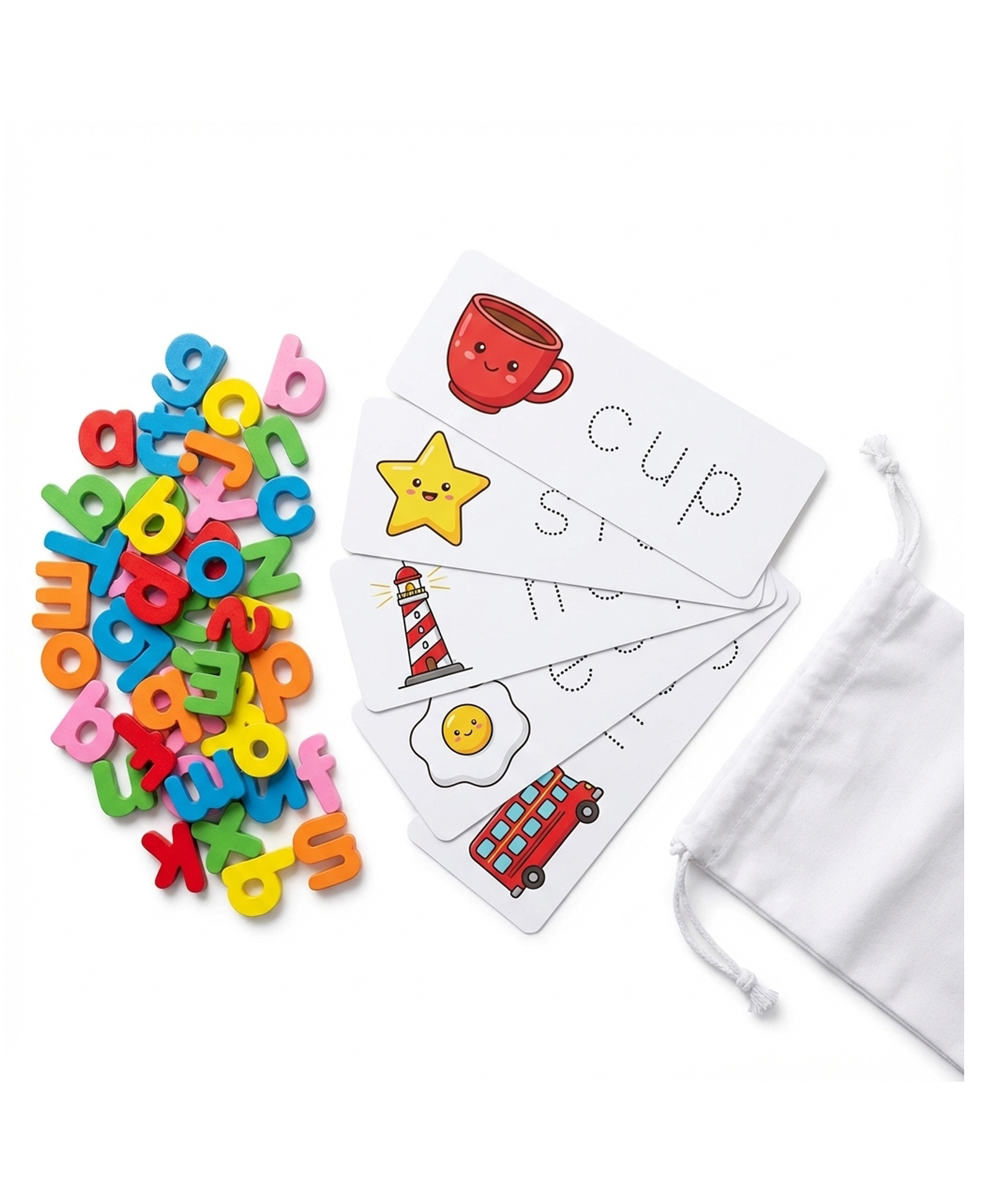 BrainyTots Spelling Game 28 Cards & 52 Wooden Letter Blocks-picture-16