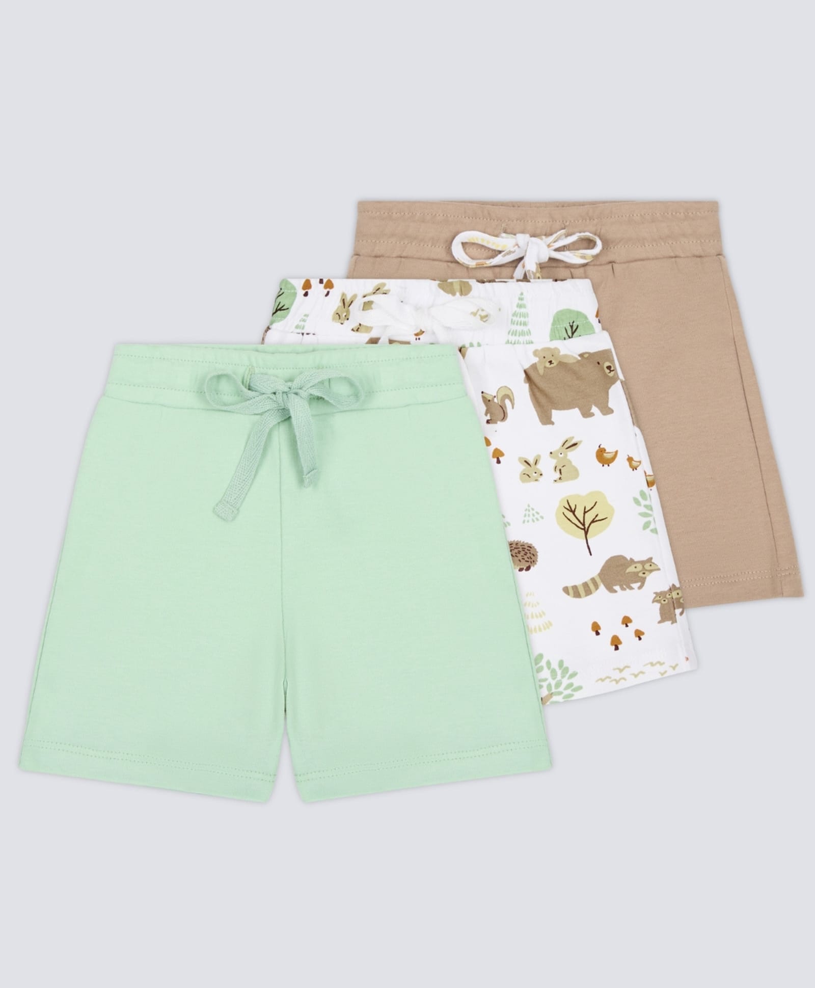 My Milestones Interlock Knit Pack Of 3 Solid & Animals Printed Shorts - Multi Colour-picture-14