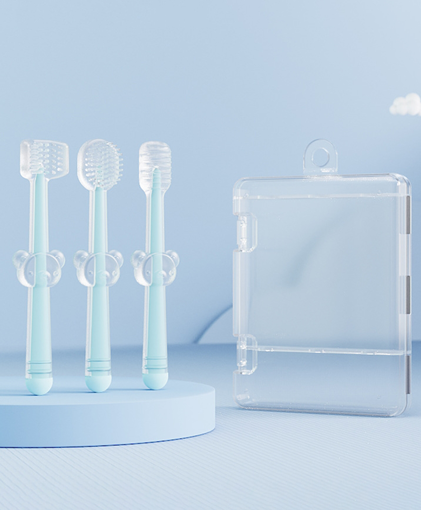 DOMENICO Baby Manual Toothbrush 3 In 1 Silicone Toothbrush Set| Tongue Cleaner + U Shape Toothbrush + Toothbrush For Everyday Use BPA Free-image-42