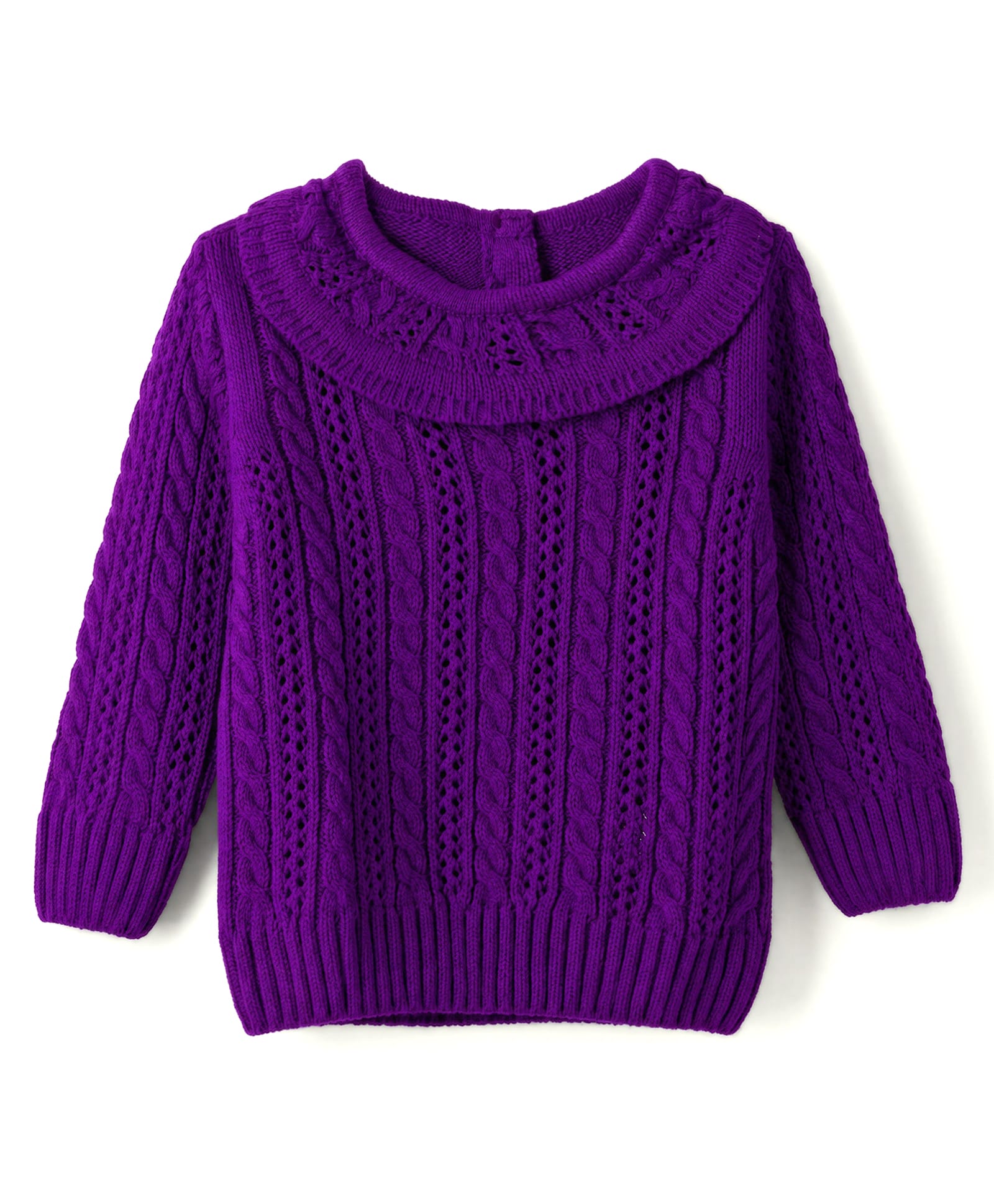 Babyhug Knit Full Sleeves Pullover Sweater With Cable Knit Design - Purple-picture-26