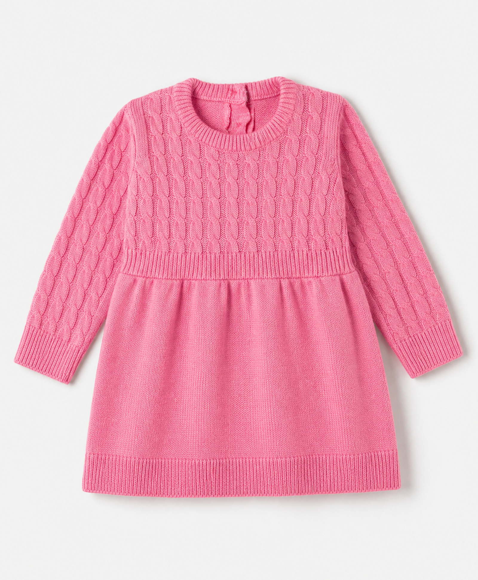 Babyhug Knit Full Sleeves Woollen Dress With Cable Knit Design - Fuchsia-image-10