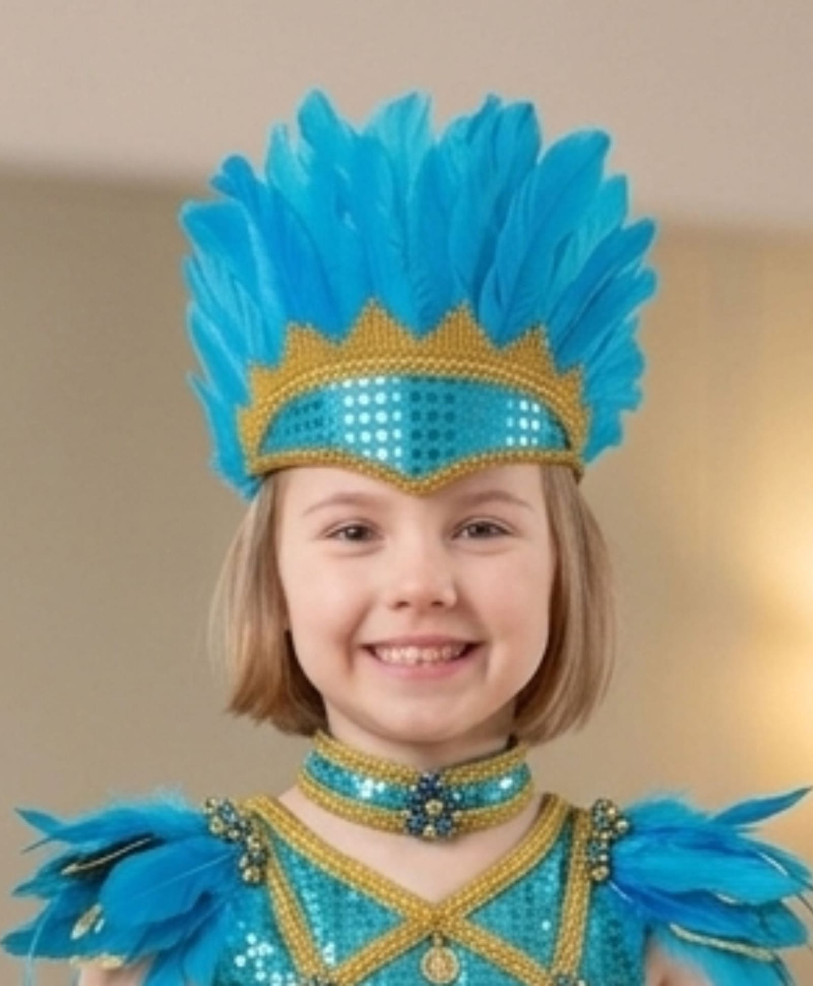 BookMyCostume Carnival Sequin Embellished & Feather Detailed Headpiece Crown Accessory - Turquoise-image-0