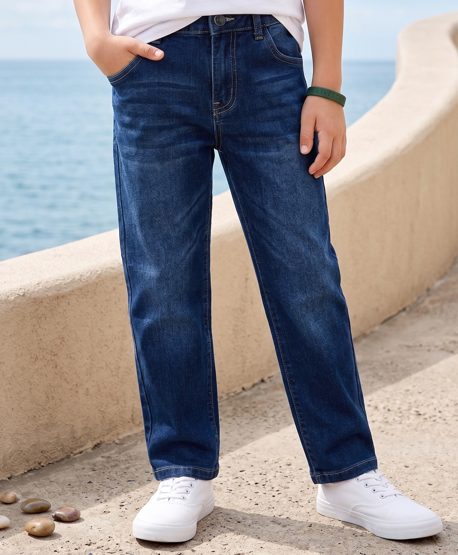 arias by lara dutta Arias Cotton Elastane Woven Full Length Dark Washed Straight Fit Jeans - Blue-picture-19