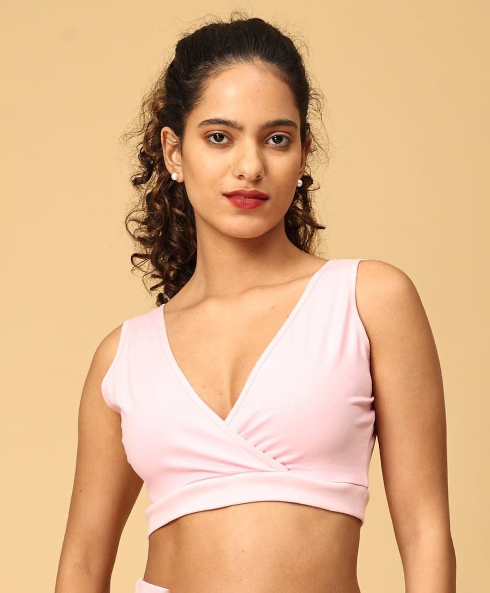 The Mom Store Cotton Blend Knit Solid Maternity Nursing Sleep Bra - Pink-picture-39