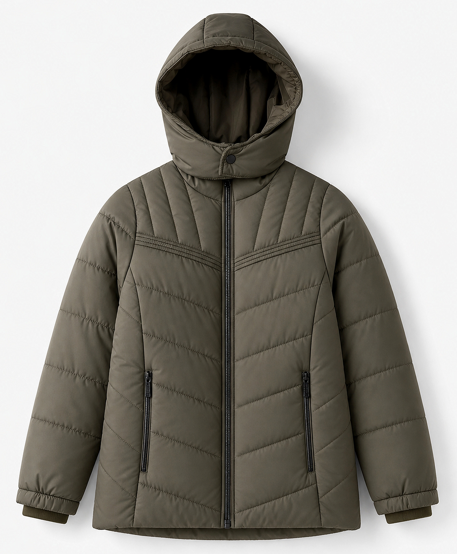 Pine Kids Woven Hooded Padded/Quilted/ Winter Jacket with Full Sleeves - Olive Green-image-32