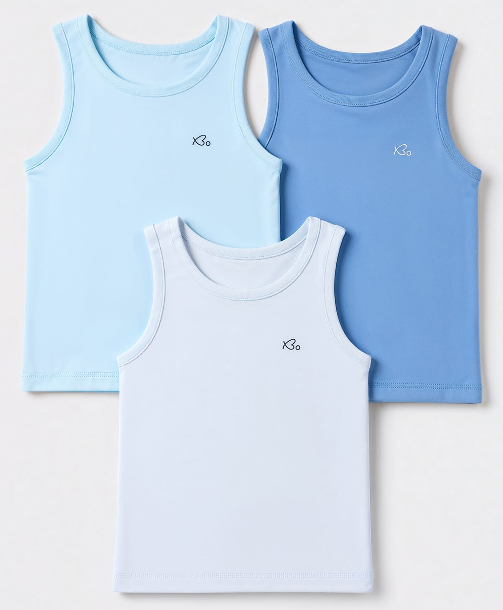 Babyoye Cotton Lycra Knit Sleeveless Solid Set Of Vests With Heart Print Pack of 3 - Blue-image-20