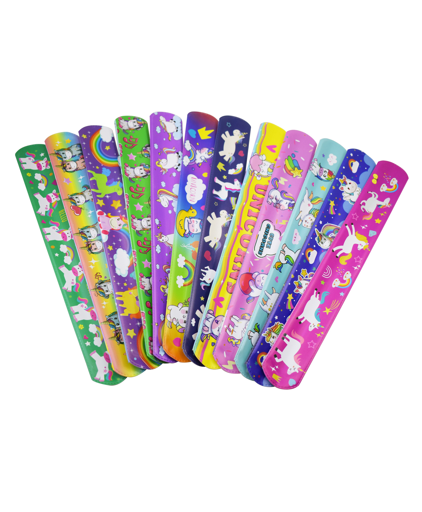 Asera 12 Pcs Kids Slap Bands Bracelets for Boys & Girls | Snap Wrist Bands | Soft PVC Snap Bands for Return Gifts, Birthday Parties & School Rewards (Unicorn)-picture-1